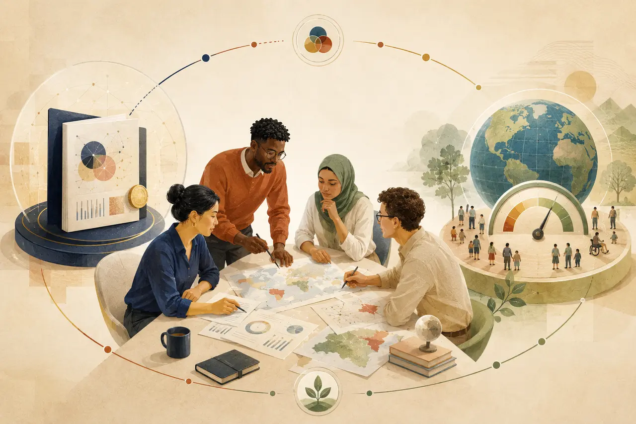 Researchers connecting commissioned analysis to a freely accessible public globe and barometer.